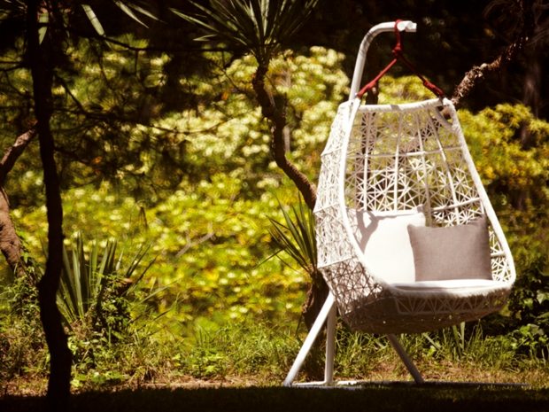 fauteuil de jardin à bascule tressage artisanal