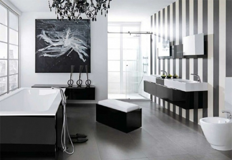 décoration salle de bain en noir et blanc