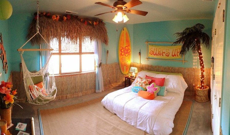 décoration chambre tropicale