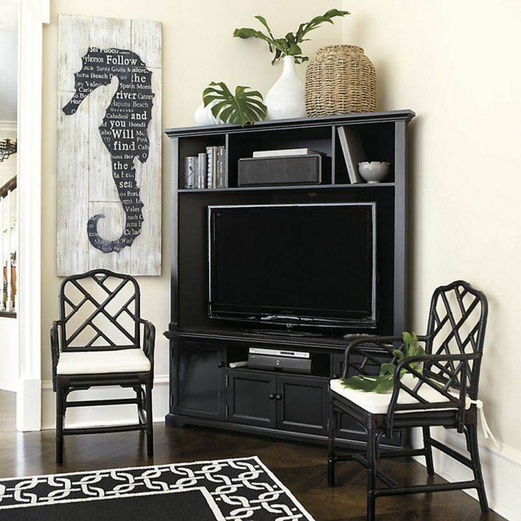 mobilier noir salon meubles télé