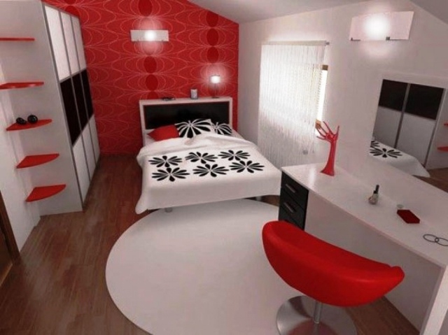décoration chambre en rouge et blanc