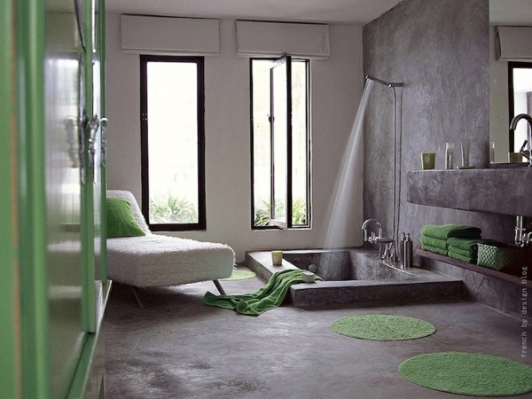 déco salle de bain gris et vert