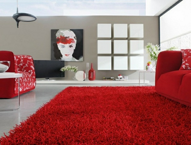 intérieur rouge tapis crépu assorti
