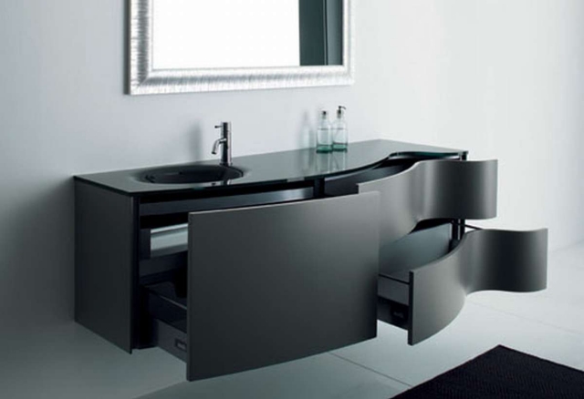 Meuble bas de salle de bain design 1 porte/1 tiroir coloris blanc Kyrios 