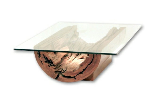 table verre et bois design