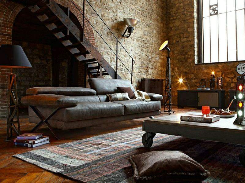 roche bobois mobilier canapé design salon lampe table à roulettes tapis de sol moderne 