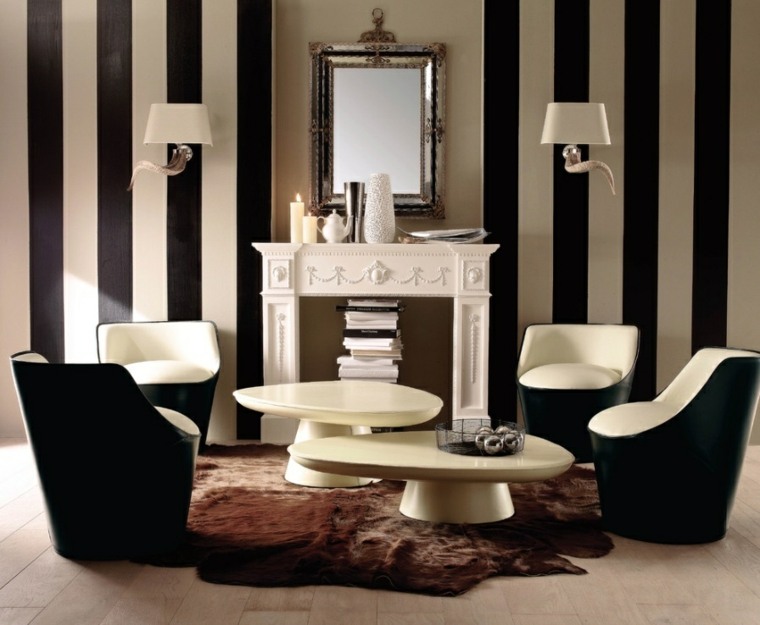 mélange de styles en déco en noir et blanc fauteuil idée table 