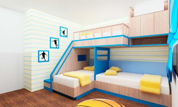 lit superposé chambre enfant bois escalier
