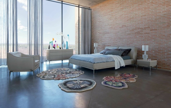 roche bobois design moderne chambre à coucher tapis de sol fauteuil idée aménagement design