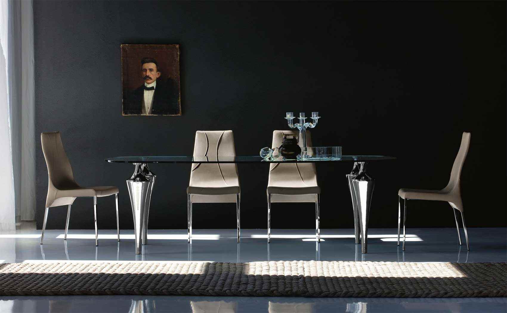 salle à manger contemporaine design tapis de sol beige chaise tableau
