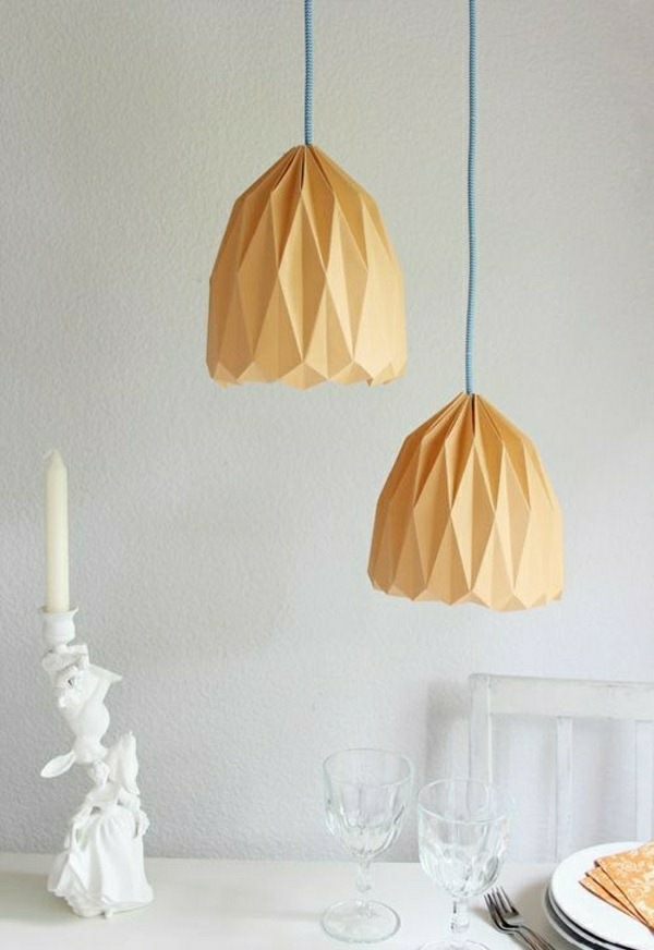 lampe suspendue bricolage origami papier orange 
