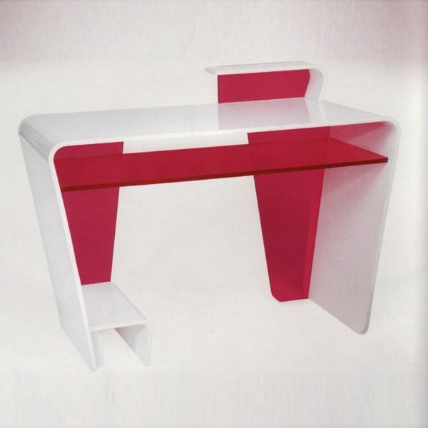 bureau design blanc rouge plexiglas design original 