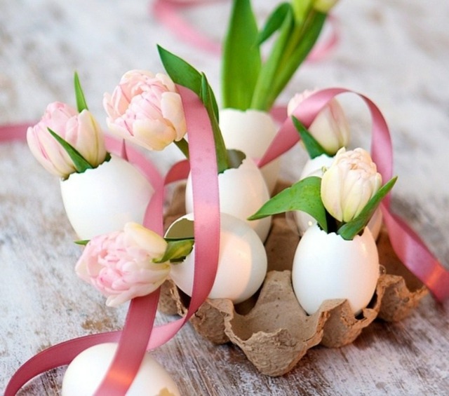 pâques idée déco fleurs boîte à œufs printemps 