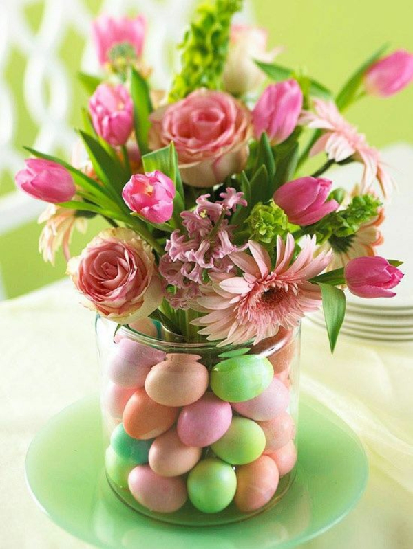 décoration florale Pâques bocal