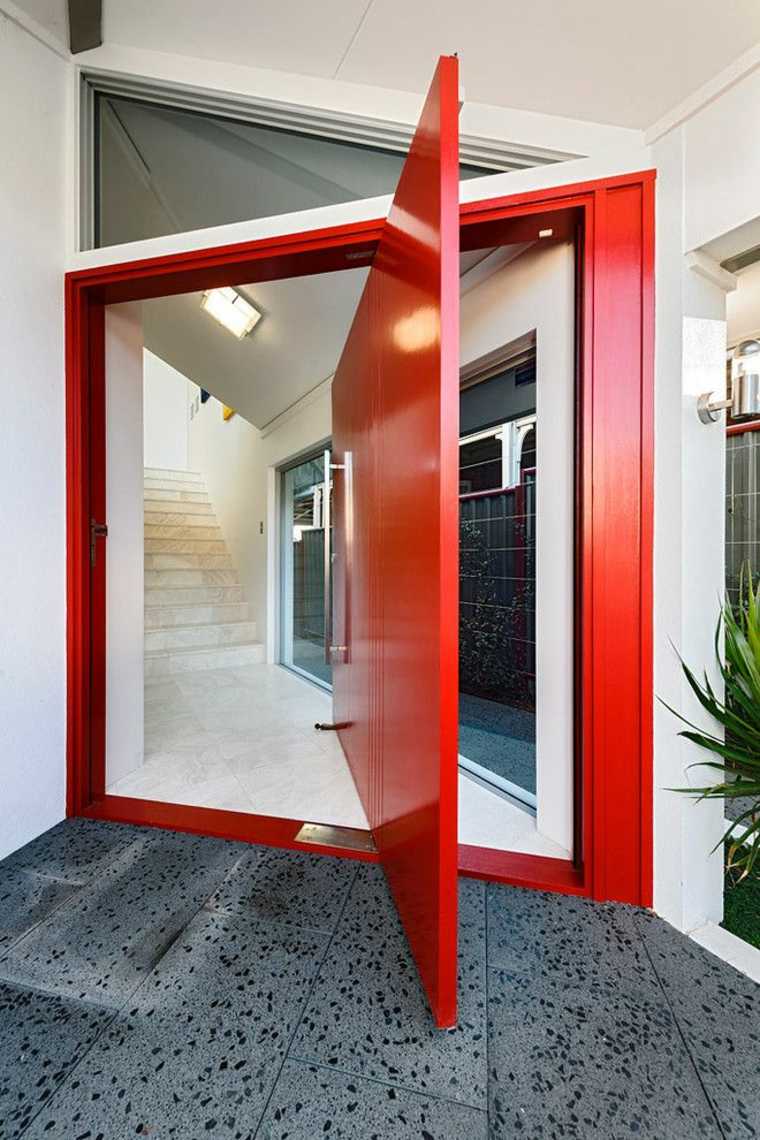 porte d'entrée pivotante rouge design