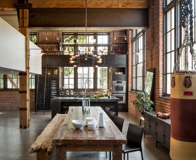 salle à manger de design table bois rustique