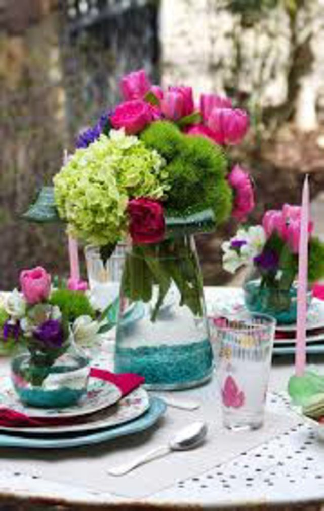 table de Pâques fleurs