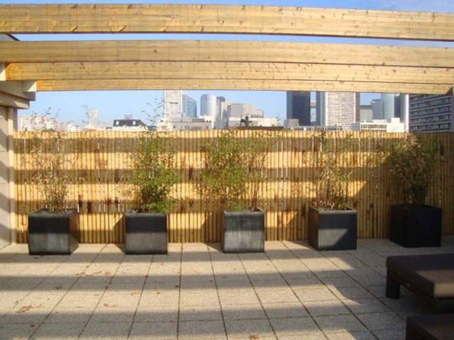 clôture urbaine tiges bambou