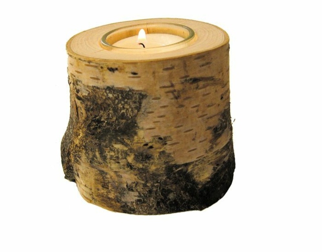 tronc arbre meuble en bois bougeoire déco original bougie