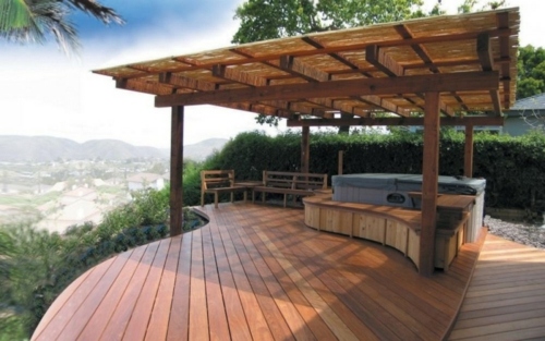 pergola en bois idée aménager extérieur moderne terrasse 