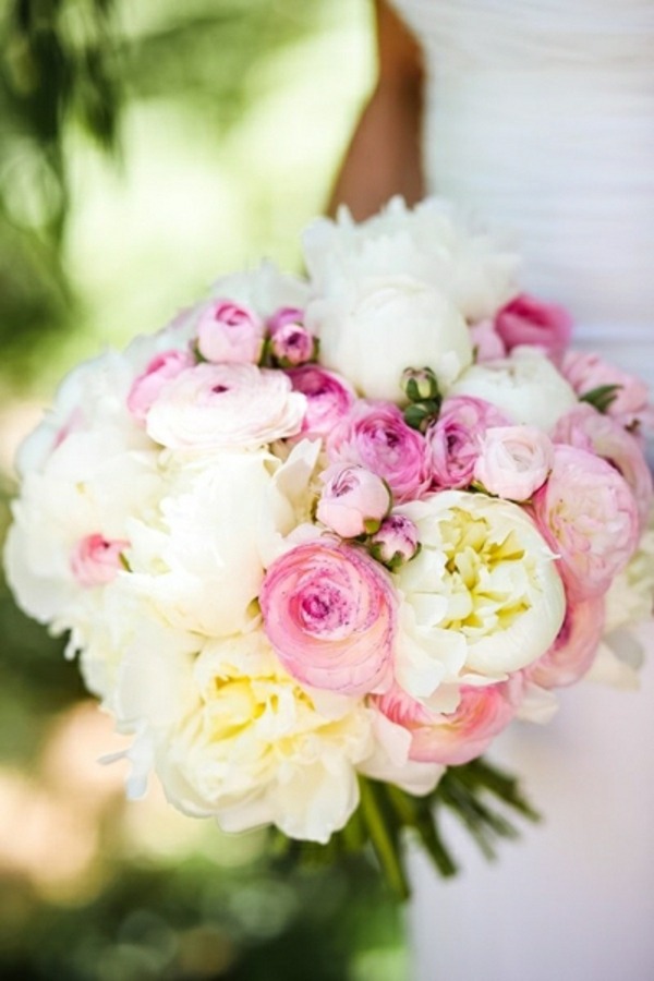 idée bouquet mariée blanc rose élégant mariage