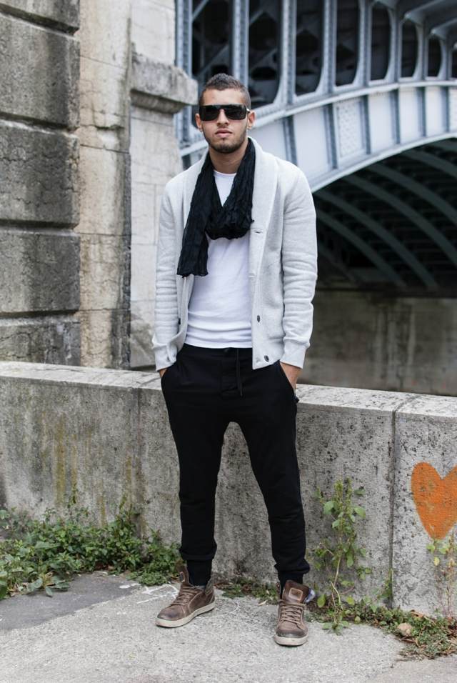 style moderne homme veste blanc pantalon noir