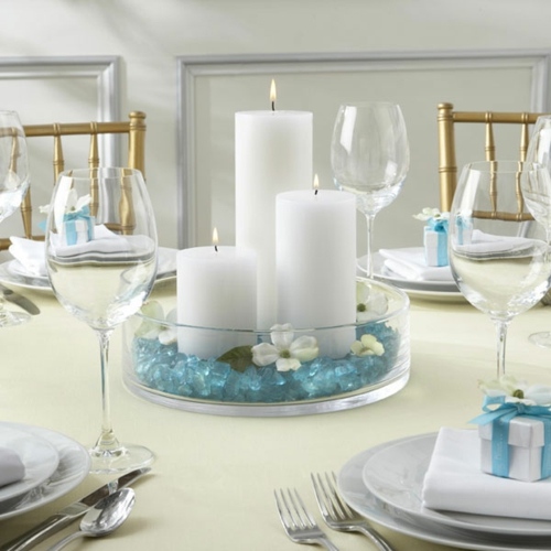 mariage deco table bleu blanc