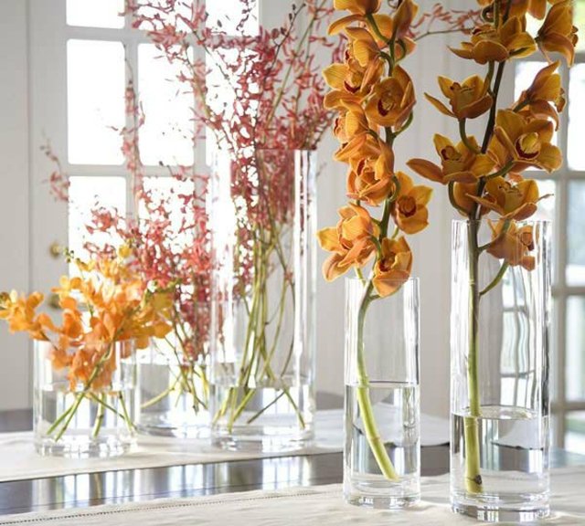 décoration fleurs orange orchidée orange table design 