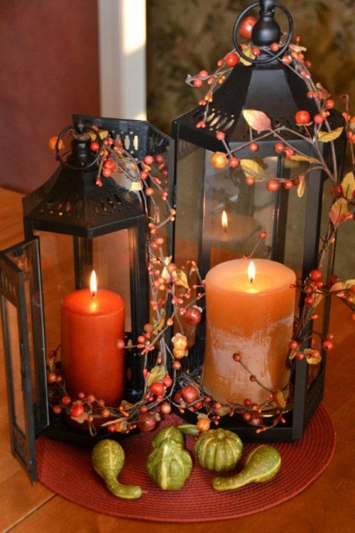bougies orange decoration automne