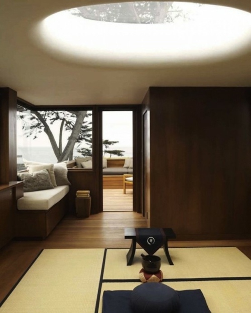 chambre minimaliste zen vue terrasse