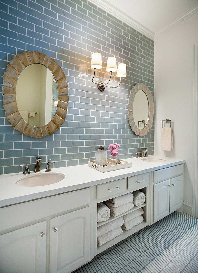 Faïence salle de bains gris classique miroir mural cadre tendance