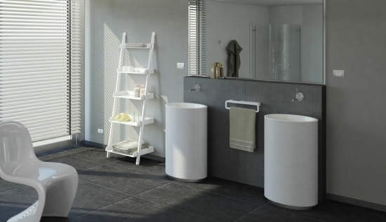 aménagement salle de bain meuble design lavabo chaise plexiglas
