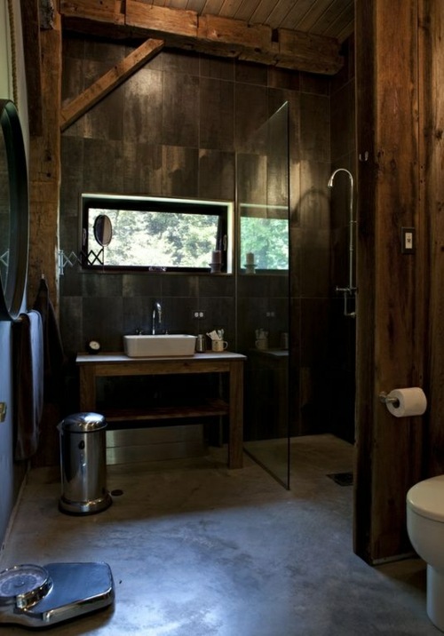 salle bains bois verre