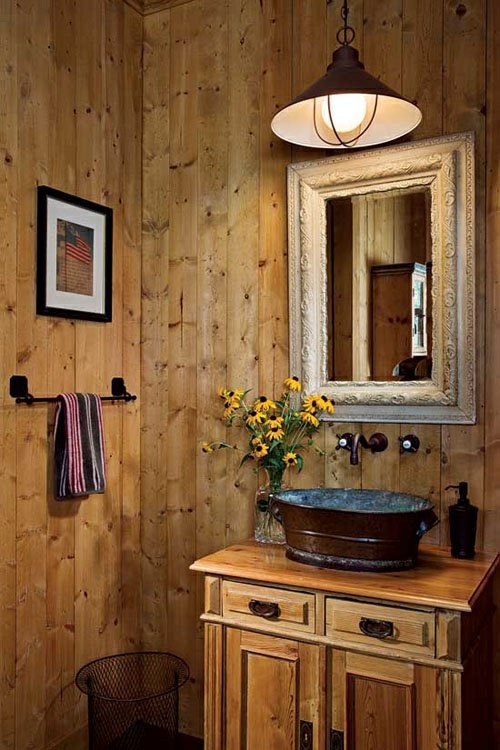 style rustique salle bains commode bois