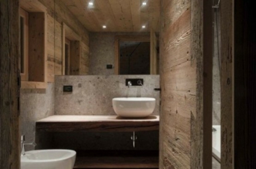 vue lavabo blanc salle bains rustique