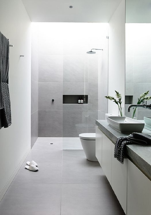 Blanc et gris pour la salle de bain design