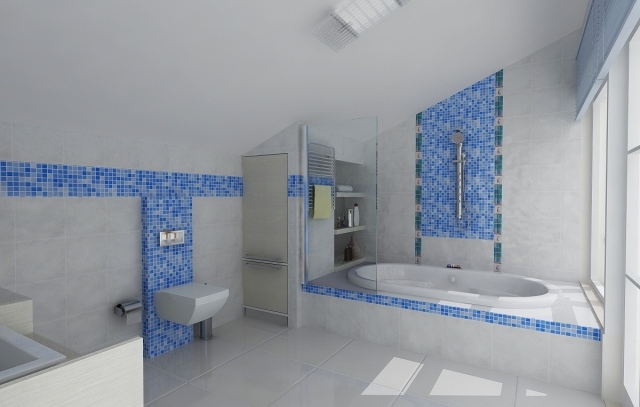 Idée-déco-salle-de-bains-couleur-bleue-carrelage-mosaique