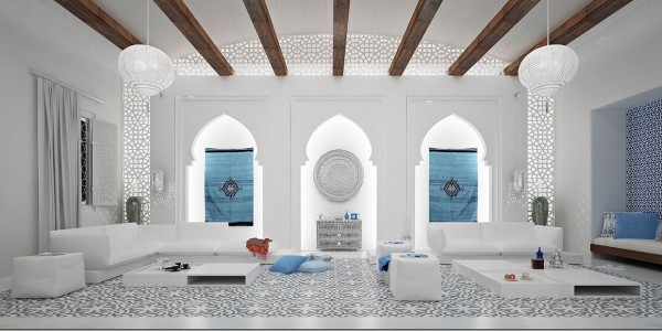 Salon en blanc marocain