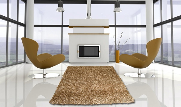 Salon design avec un tapis beige
