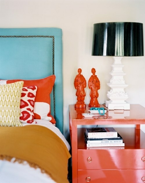 accessoires orange chambre coucher simple