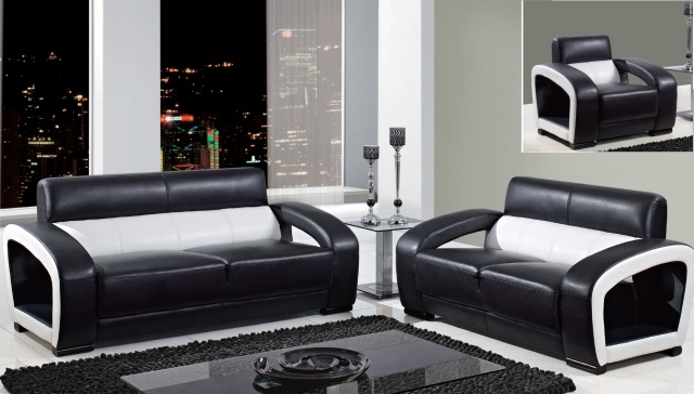 aménagement-de-salon-meubles-modernes-canape-ensemble-noir-blan-tapis-rectangulaire