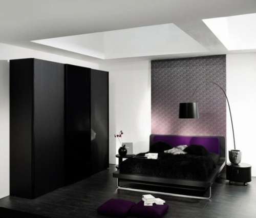 armoire lit noir accents violets