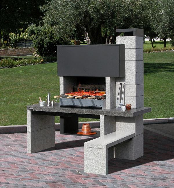 barbecue fixe matériaux-modernes-banc