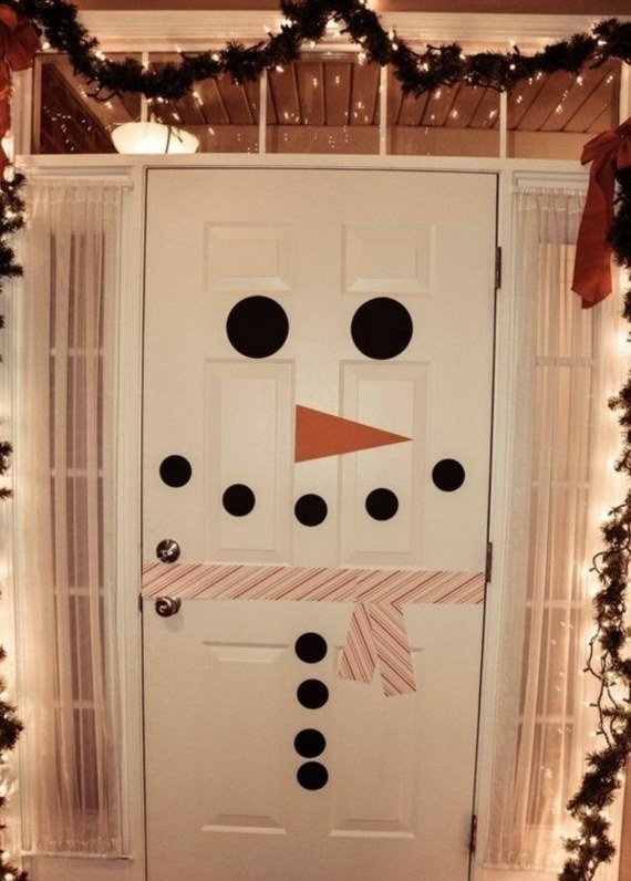 Décoration de porte pour Noël moins traditionnelle neige bonhomme Stickers autocollants