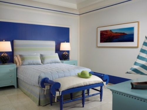 bout lit original bleu chambre style marin