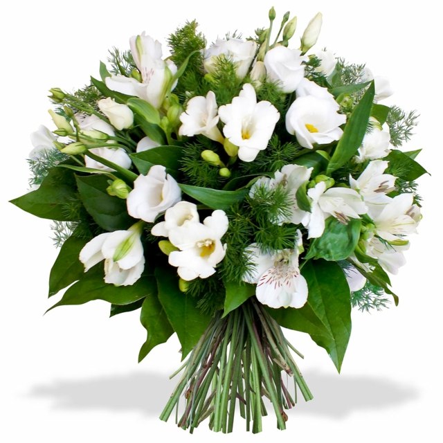 bouquet rond freesia couleur blanche