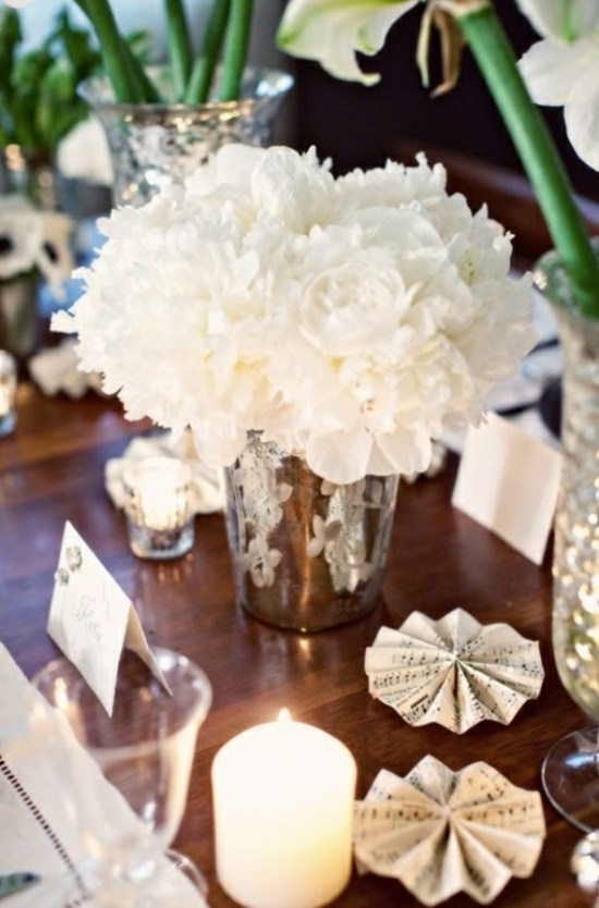 centre table fleurs blanches
