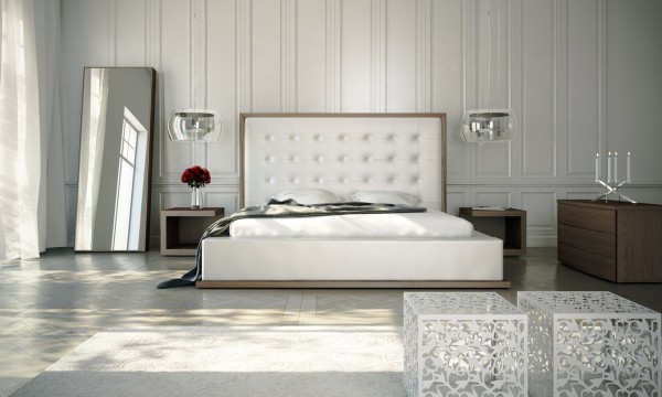 chambre à coucher de luxe Exemple très élégant et féminin blanche