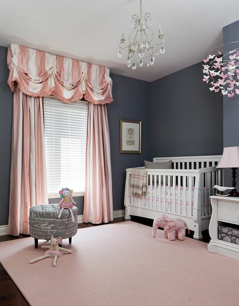 chambre bébé fille moderne gris rose