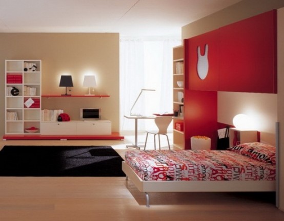 chambre coucher ado accents rouge